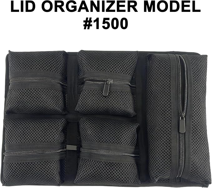 LAFENLIN UPGRADED Lid Organizer for Pelican 1500 Case [Max Space, Secure Gear] - 5-Pocket Mesh Panel for Photographers, Divers & Tactical Pros, Includes Screws & Hook and Loop, No More Loose Tools