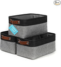 OrganiHaus 12x8in Canvas Storage Baskets 3 Pack | SMALL Fabric Bins for Shelves | Pantry & Bathroom Organizer | Gray/Black