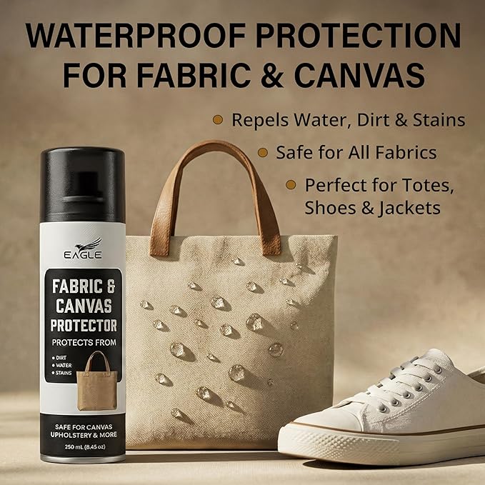 Eagle Fabric Stain Protector Spray – Fabric Defense for Canvas, Upholstery, Furniture & Tote Bags, Water & Stain Repellent Protector, 250mL