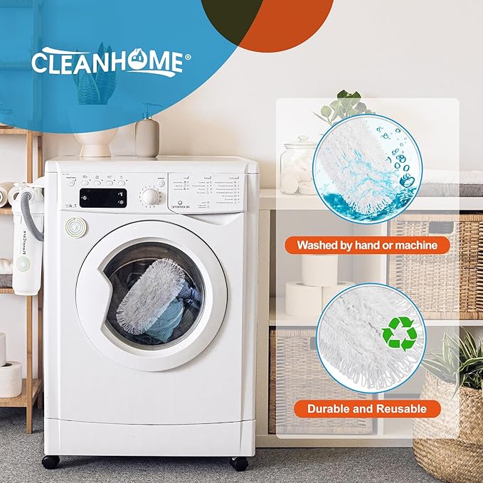 CLEANHOME Microfiber Mop Pads 4 Pieces for Floor Cleaning,Fit CLEANHOME Dust Mop: B09PBPGSJ3, Full Polyester Microfiber Replacement Pads