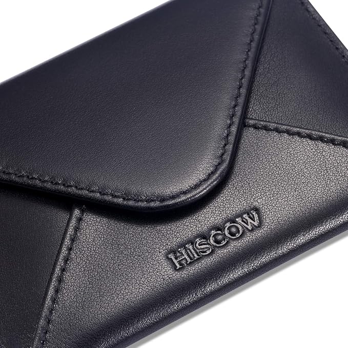 HISCOW Envelope Business Card Case with Magnet Closure - Italian Calfskin, Black