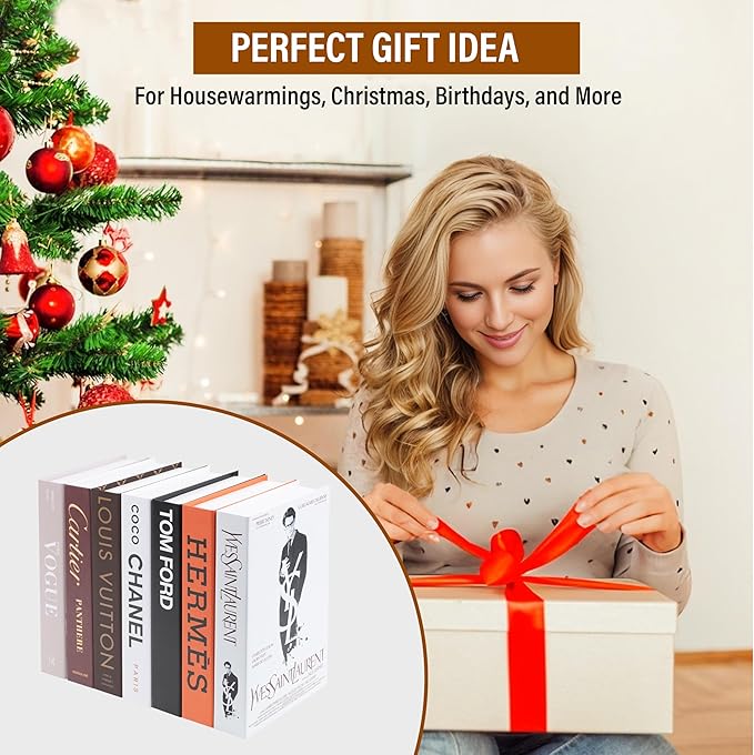 PROBENEX Luxe Large | 4 PCS Faux Decorative Book Boxes | Not Real Books, Cardboard Foldable Display Props | Home Decor for Coffee Table, Bookshelf, Living Room, Office
