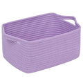 CubesLand Cube Storage Organizer Basket Bin, Cotton Rope Shelves Basket | Durable Woven Rectangular Shelf Basket for Organizing, Nursery Toys Basket, Purple Basket