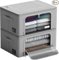 Sorbus Storage Bins with Metal Frame - Stackable & Foldable Clothes Organizer Bags - Oxford Fabric Storage Containers with Large Clear Window & Carry Handles, Bedroom Organization for Bedding & Linen
