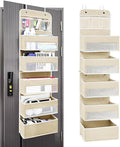 Easy Assembly Over The Door Organizer, 6 Shelves&10 Side Pockets, Heavy-Duty Reinforced Mesh Rack Holds 44lb, Hanging Behind Door Storage for Bathroom Pantry, Nursery, Closet, Shoes,Towels-Ivory White