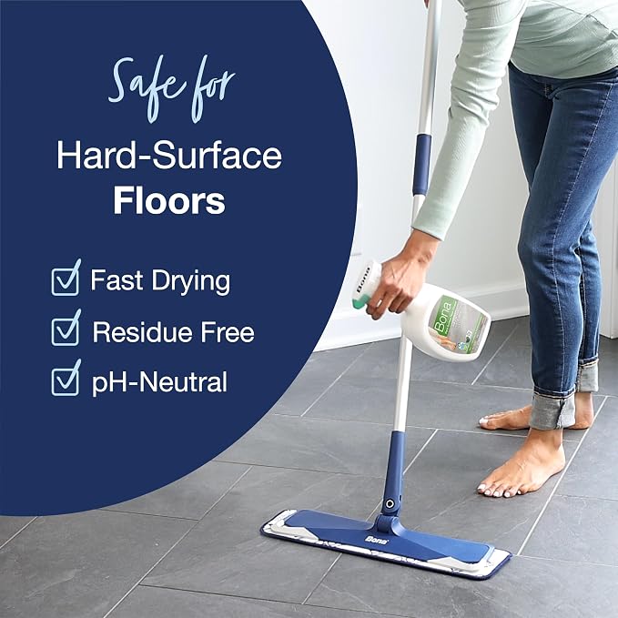 Bona Multi-Surface Floor Cleaner Spray - 32 fl oz - Lemon Mint Scent - Refillable - Residue-Free Floor Cleaning Solution for Stone, Tile, Laminate, and Vinyl Floors