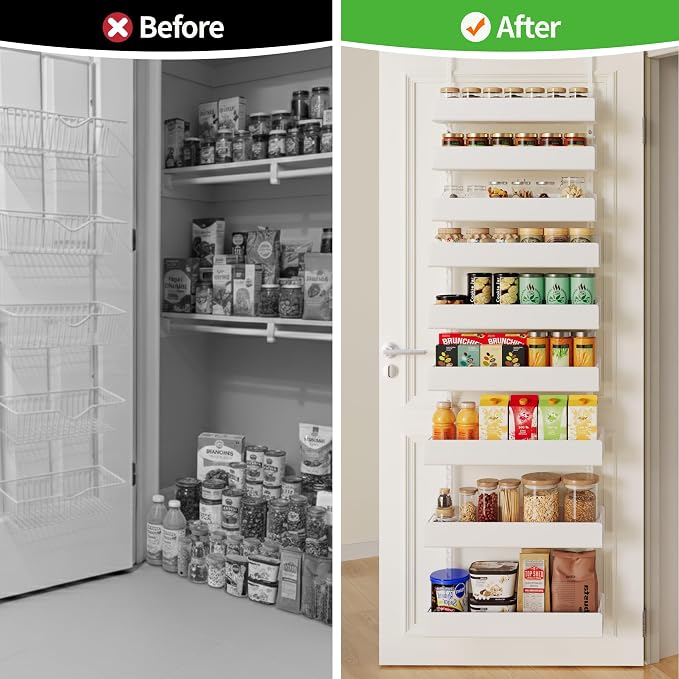 9-Tier Over Door Organizer, Heavy Duty White Metal Spice Rack Shelves for Kitchen Bathroom Laundry