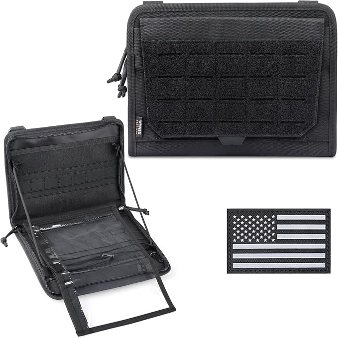WYNEX Tactical Molle Admin Pouch, Laser-Cut, EDC Organizer Tool Pouch | Utility Organizer EDC Medical Bag, EDC Pocket Modular Pouch, Tactical Accessories EDC Pouch, Include U.S Patch