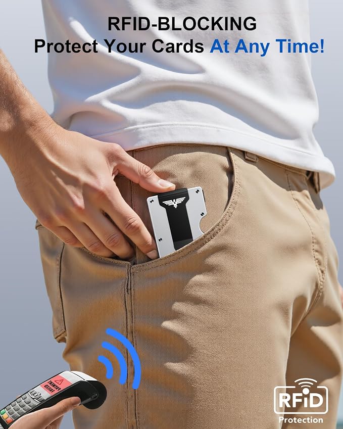 Upgraded Hinged Minimalist Wallet for Men | Slim Metal RFID Blocking Wallet | Credit Card Holder & Money Clip Holds 20 Cards | Premium Scratch-Resistant Finish | Ideal Gift for Men(AirTag Compatible)