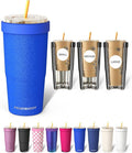 Frost Buddy Togo Buddy 30 oz Stainless Steel Vacuum Insulated Tumbler To Go Coffee Cup – Iced Coffee Cups, Iced Coffee Sleeve, Travel Mug, Thermal Cup for Hot & Cold Drinks, Dunkin Cup (Royal Glitz)