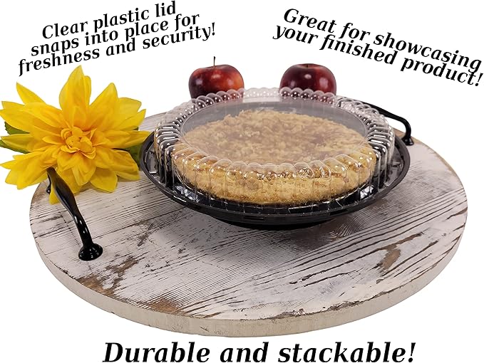 KitchenDance D & W Fine Disposable Pie Carrier with Clear Low Dome Lid - 9 Inches Reusable Pie Carrier for pies and Cupcakes - Perfect for Storing, Preparing Food - WJ40, 40 Count