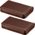 Outus 2 Pcs Business Card Holder, PU Leather Business Card Case Pocket Wallet with Magnetic Shut for Christmas Gift Adult(Coffee and Coffee)