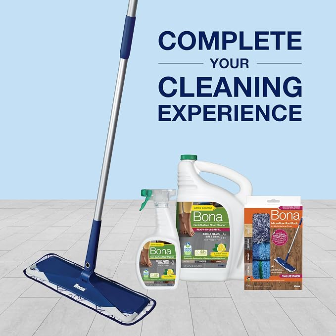 Bona Multi-Surface Floor Cleaner Spray - 32 fl oz - Lemon Mint Scent - Refillable - Residue-Free Floor Cleaning Solution for Stone, Tile, Laminate, and Vinyl Floors (Pack of 2)