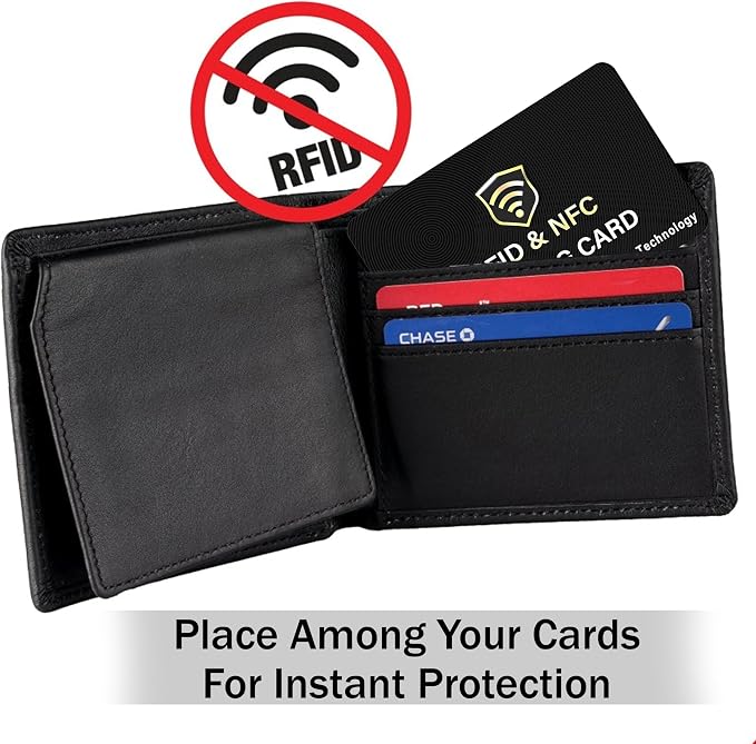 SaiTech IT 5 Pack RFID Blocking Card for Credit Debit ID Card, Black | Slim Anti-Theft Contactless NFC RFID Blocker Protector, Easily Fit into Wallet and Purse, for Men & Women