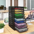 Natwind Mesh file organizer 10 drawers, Office Supplies Desktop Organizers and Accessories Stationery Storage, Paper Letter Tray, File Binder Organizer for Home Office School,Black