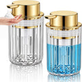 Potchen 2 Pcs Refillable Foaming Hand Soap Dispenser 10 oz Plastic Dispenser Pump Lotion Foaming with Silver Pump for Bathroom Vanities Kitchen(Gold)