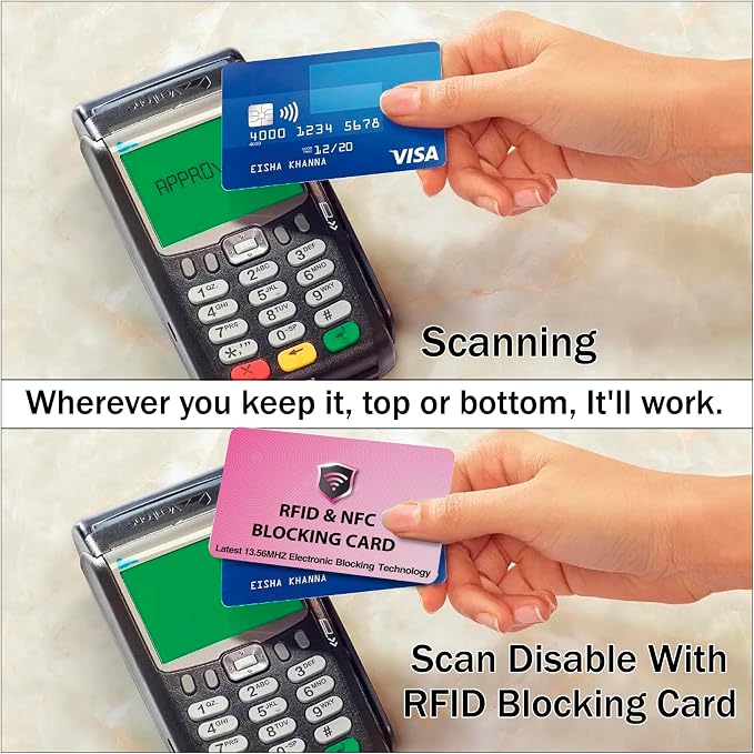 SaiTech IT 10 Pack RFID Blocking Card for Credit Debit ID Card, Pink | Slim Anti-Theft Contactless NFC RFID Blocker Protector, Easily Fit into Wallet and Purse, for Men & Women