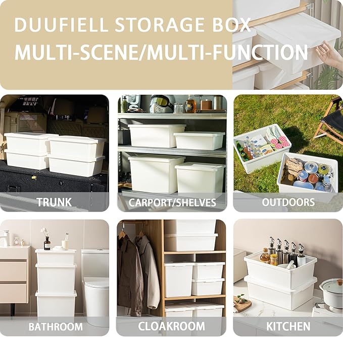 10gal+3gal Large capacity White multifunction storage bin with lid, Set of 8 Stackable Plastic Boxes with Handles, Office，Garage，Home, for Organizing Snacks, Crafts, Legos, Tools,books （4XXXL+4L