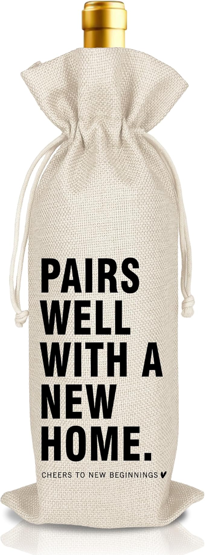 Housewarming Wine Bag - First New Home Gifts, Pairs Well with a New Home, Housewarming Party Decorations House Warming Gift for Women Men Couple Reusable Wine Wrap Bag, Realtor Client Gift (A22)