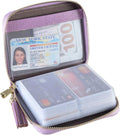 Easyoulife Womens Credit Card Holder Wallet Zip Leather Card Case RFID Blocking (Light Purple)