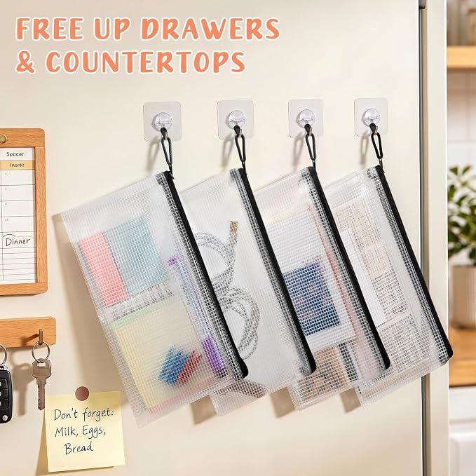 Smarpau Pencil Pouch 24PCS, 9.3" x 4.7" Mesh Zipper Pouches for Organizing, Bill Size Waterproof Zipper Pencil Bags for Travel, Office, Home Storage, Black