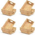 M4DECOR Set of 12 Water Hyacinth Wicker Storage Baskets for Shelves – Woven Snack Baskets for Organizing Pantry, Closet – Natural Storage Bins with Handles (12 Packs)