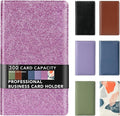 Leather Professional Business Card Holder Organizer Book - 300 Card Capacity Premium PU Folder with Soft Cover, Name Card Credit Cards Binder for Men/Women, Starry Purple