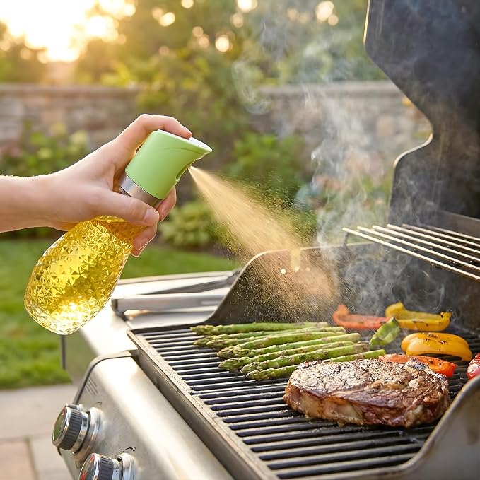 ELM & ASH Glass Olive Oil Sprayer for Cooking, 260ml Fine Mist Spray Bottle for Air Fryer, Salad, Vinegar & BBQ