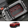 CDEFG Center Console Accessory Organizer Compatible with 2017 2018 2019 2020 2021 Compass, ABS Material Armrest Box Insert Tray Glove Secondary Storage Box (Red for Compass)