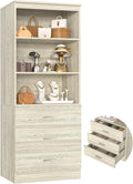 Aheaplus 23.6" Closet Drawers System, Wood Closet Organizer System with 3 Drawers, Modular Small Walk-in Closets Storage Unit, White Oak1 (23.6" L x 13.8" W x 71" H)