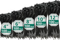MasiStran 500 PCS Zip Ties Assorted Sizes 4+6+8+10+12 Inch Self-locking Nylon Cable ties Outdoor, UV Resistant Wire Straps for Home Office Garden Workshop Indoor Outdoor Fence(Black)