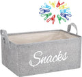 Newtay 17 Pcs Snack Basket Sets, Snack Storage Bin for Pantry Shelves with 16 Pcs 2 Inch Chip Clips, Basket Organizer for Kitchen Home, Chips, Popcorn, Candy, Pretzels(Burlap,Grey)