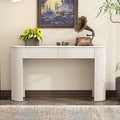 Modern Fluted Console Table 54-Inch Oval Entry Sofa Table with Storage Drawers for Living Room Entryway Hallway Furniture, White