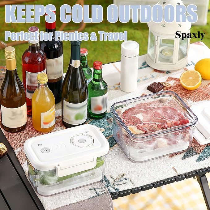 Manual Vacuum Sealer Containers, Airtight Food Storage Boxes with Hand Pump for Freshness, BPA-Free, Leakproof Seal for Lunch, Meat, Fruit, Leftovers, Fridge & Camping Use (1320ml)
