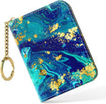Nipichsha Women's Slim Leather RFID Wallet, Ocean Marble, 4.33 x 3.15 in