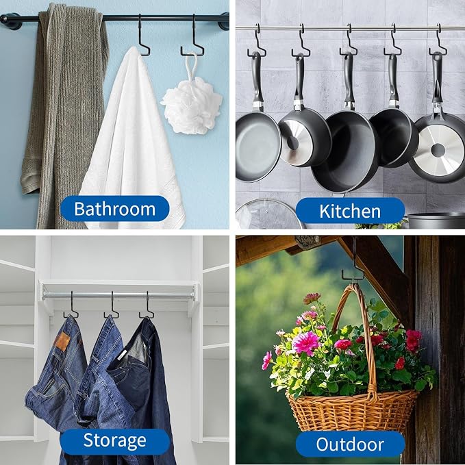 16 Pack Purse Hanger for Closet, Large Purse Hooks for Closet Rod, Black Bag Holder for Closet, Purse Organizer for Hanging Handbags, Belts, Hat,Jeans