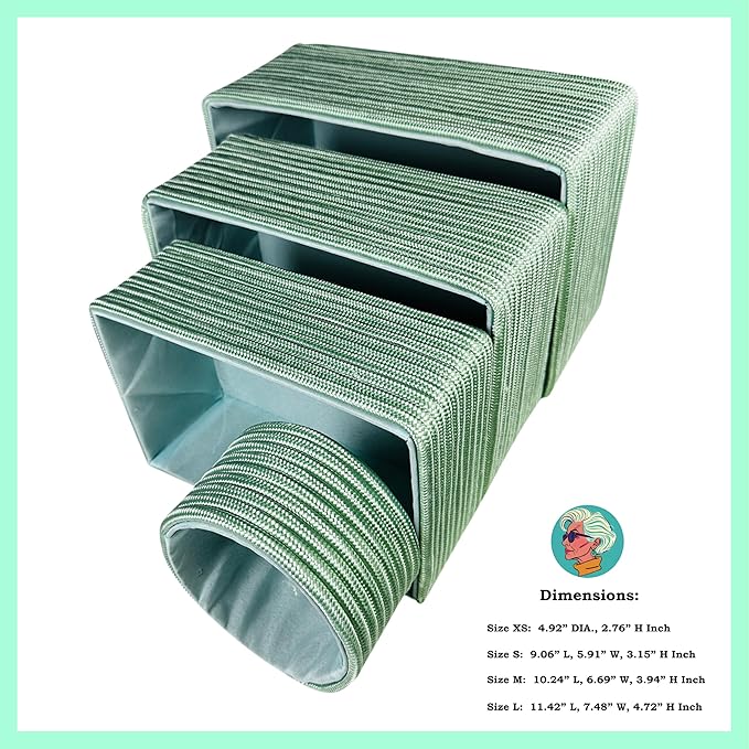 Modern Granny Stackable Decorative Storage Boxes Set of 4 Lined Interior Boho Organizers for Home Office Vanity Shelf Organization