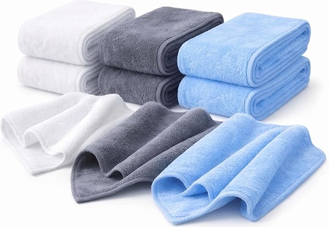 Microfiber Cleaning Cloth 6 Pack, Ultra Soft Towels for Car, Kitchen & Glass, Lint-Free, Streak-Free, Reusable 11x11 Inch