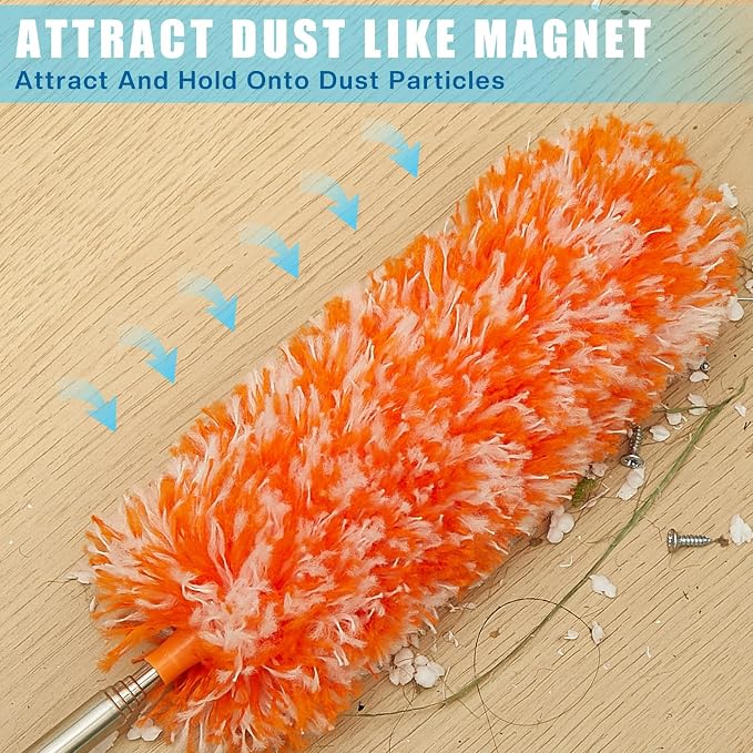 Tanlade 8 Pcs Microfiber Feather Duster for Cleaning, Extendable 13-31 Inch Ceiling Fan Duster with Bendable Head, Washable Tools for Ceiling Fans, Furniture, Car, Cobwebs (Bright Color)