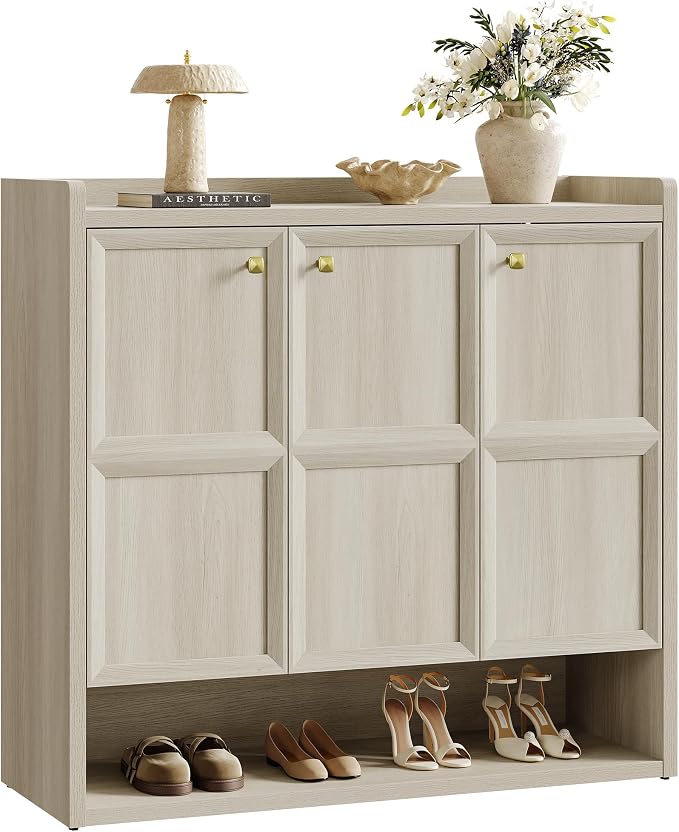 SICOTAS Shoe Storage Cabinet for Entryway, 6-Tier Shoe Cabinet with 3 Doors | 47.6" Wide Extra Large Shoe Cabinet with 3 Doors, Holds Up to 30 Pairs, Adjustable Shelves Shoes Rack Organizer for Hallway