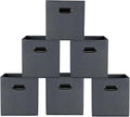 Yunkeeeper storage bins Cubes, Fabric Cube Organizer with Handle, Foldable Cube Bins for Cloth or Accessary Storage, 11x11x11, Set of 6, (Gray)
