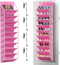 Kotkn 10 Tier Over The Door Organizer - Heavy Duty Hanging Storage Rack with Sturdy Oxford Fabric, Holds 20+ Pairs of Footwear, Boots & Sneakers, Saves 50% Closet Space! (Pink)