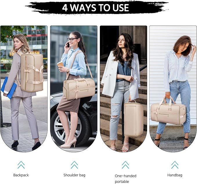 Garment Duffle Bags for Travel,Moulyan Convertible Carry on Garment Bag with Shoe Compartment,3 in 1 Waterproof Travel Suit Bag with Shoulder Strap for Men Women, Pink, Fashion,business