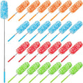 Tanlade 24 Pcs Microfiber Feather Duster for Cleaning, Extendable 13-31 Inch Ceiling Fan Duster with Bendable Head, Washable Tools for Ceiling Fans, Furniture, Car, Cobwebs (Bright Color)