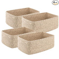 OIASKET 4 Pack Small Storage Shelf Baskets for Organizing, Mini Woven Rope Storage Bins for Towels, Cute Decorative Closet Organizer，Baby Nursery, Gift Empty Baskets -13''Lx8.66''Wx5.11''H-Brown
