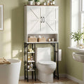31" Over The Toilet Storage Cabinet with Barn Door,Bathroom Organizers and Storage with Adjustable Shelves, Farmhouse Over Toilet Organizer for Bathroom,Restroom,Laundry,White