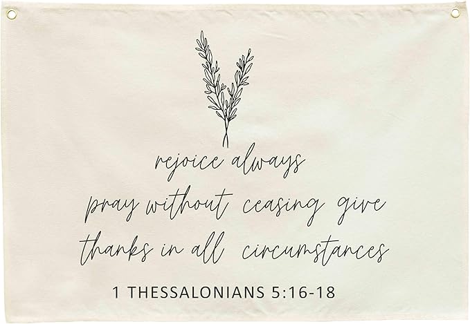 Bible Verse Wall Art Minimal Christian Wall Decoration Bible Gift Scripture Hanging Rectangular Flag Art Decor Banner Sign Decoration Gift Farmhouse Living Room Bedroom Home Decor Rejoice Always