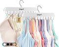 Gomyrod Tank Top Hanger, 2 Pack w/40 Hooks Bra Hanger for Closet Organizer | Premium Wood Space Saving Hanger, 360°Rotating Closet Organizers and Storage, Multi Hook Hanger for Dorm & Apartment, White