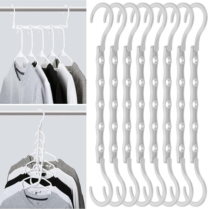 Mr. Pen- Space Saving Hangers, 8 pcs, 360° Rotating Hooks | Magic Cascading Hanger Organizer with 5 Enclosed Slots, Closet Organizers and Storage for Clothes