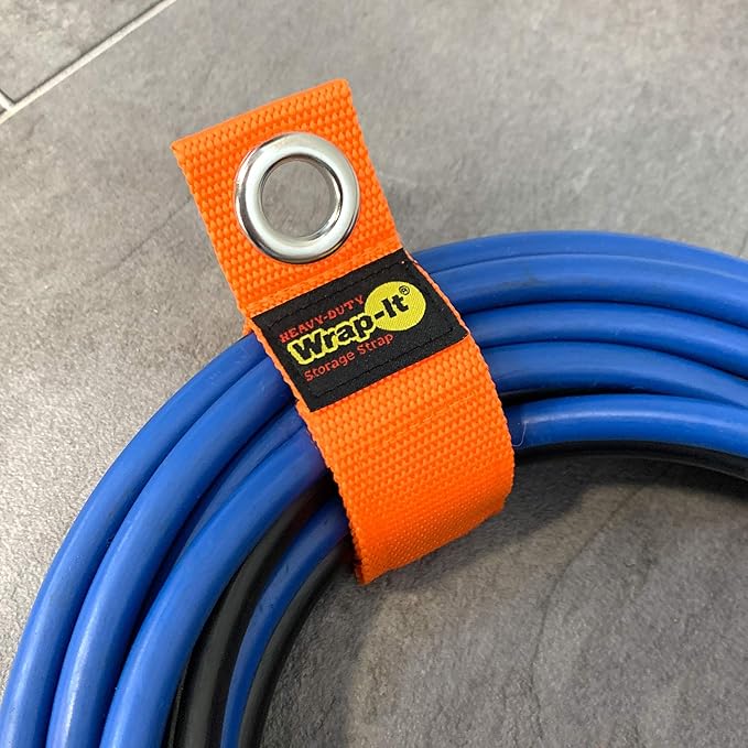 Heavy-Duty Wrap-It Storage Straps (Assorted 6-Pack), Blaze Orange - Garage Organizer and Extension Cord Hanger and Electric Cord Organizers for Garage Gadgets